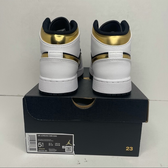 Nike Air Jordan 1 Retro Mid GS “White Gold” NEW - Picture 4 of 4
